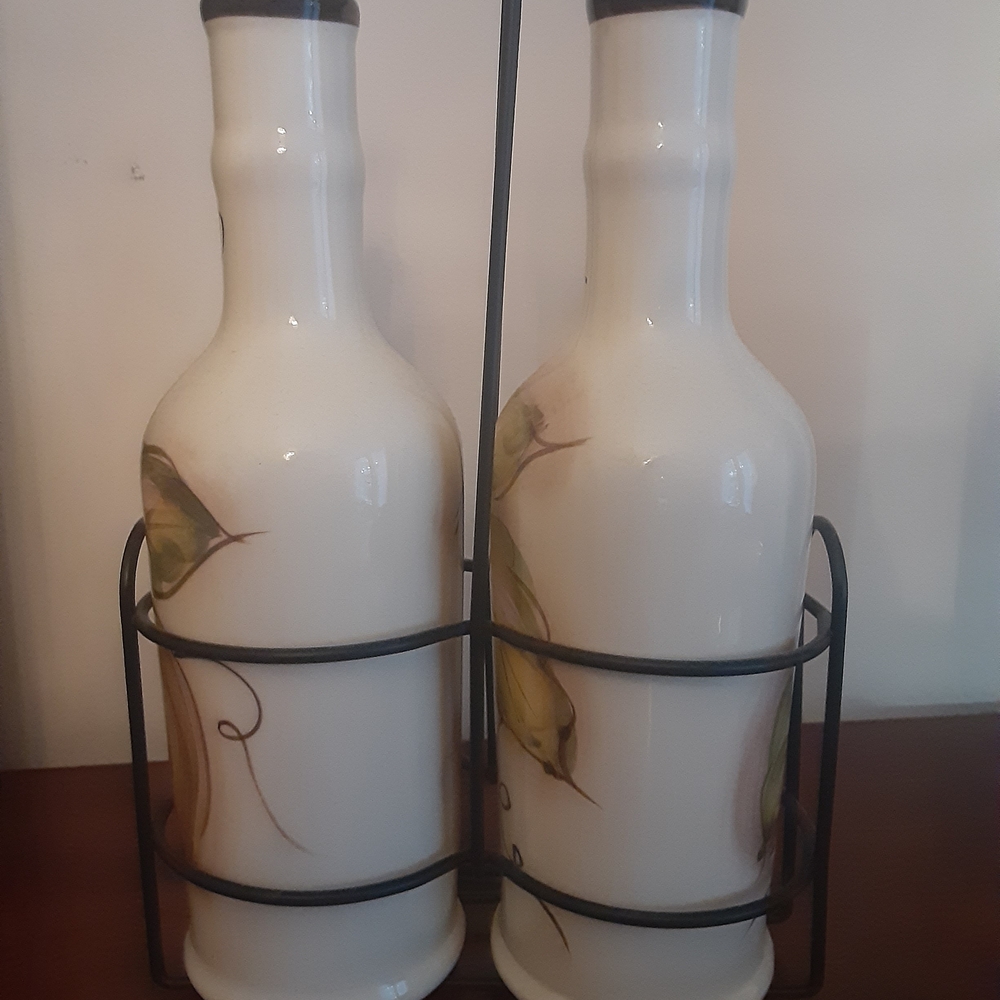 Decorative Oil and Vinegar Bottle Set with Stand - Picture 4 of 6